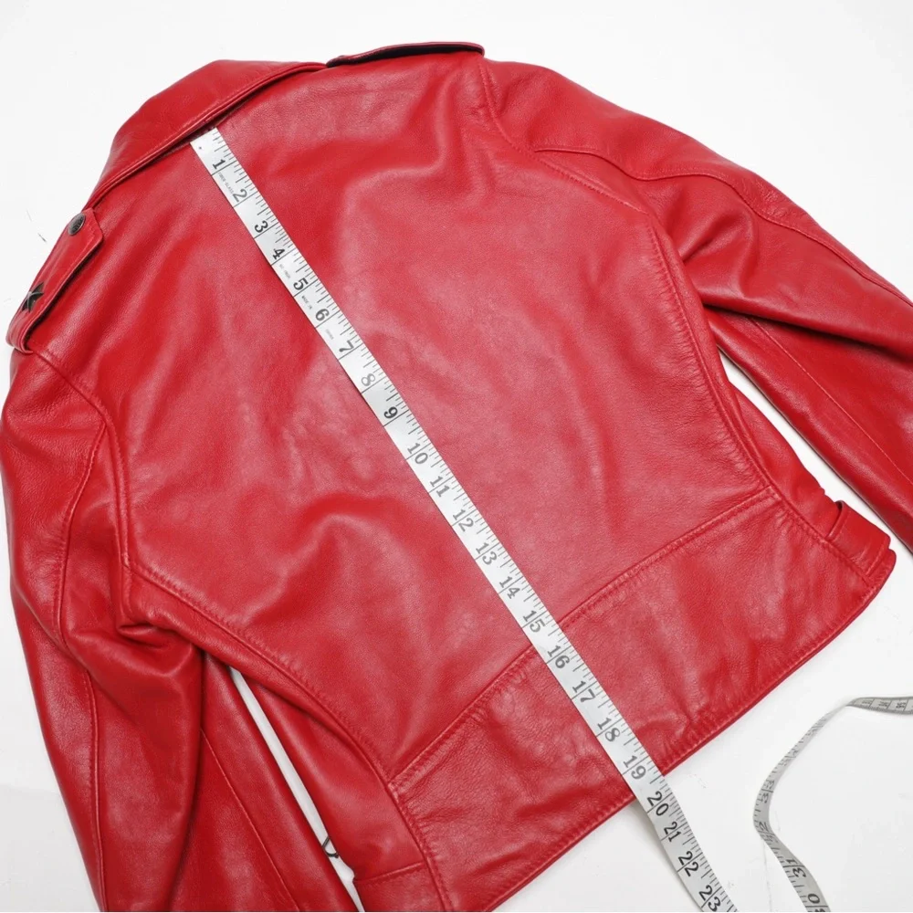 Schott NYC Perfecto Biker Leather Jacket Red Size XS - Picture 7 of 13